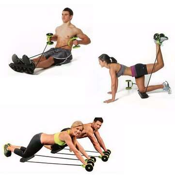 Abs Exercise Wheels Roller Stretch Elastic Abdominal Pull Rope Abdominal Muscle Trainer Home Fitness