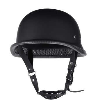 Motorcycle German Style Half Face Helmet Motocross Matte Black M/L/XL (SIZE: L)