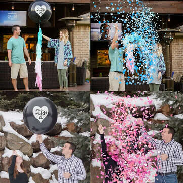 Gender Reveal Party Supplies Set Foil Latex Confetti Balloons Baby Shower Decor for Party Supplies D