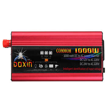 DOXIN Power Inverter 2000W Peak Modified Sine Wave Converter DC 12V/24V To AC 220V USB Plug Port