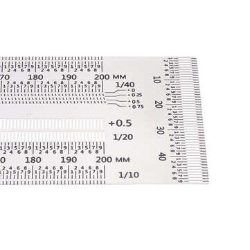 Drillpro 200mm Stainless Steel Precision Marking T Ruler Hole Positioning Measuring Ruler Woodworkin
