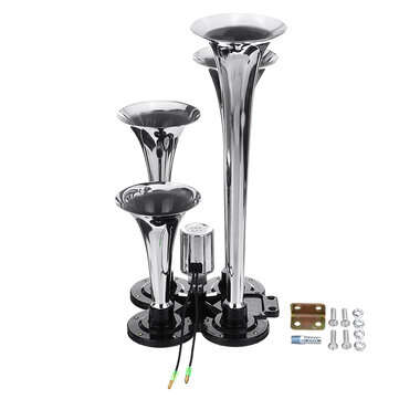 150db 4 Trumpet Train Air Horn Kit Super Loud Car Truck Motocycle Boat SUV Black (COLOR.: SLIVER)