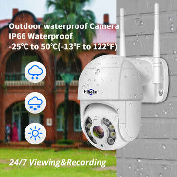 Hiseeu 3MP WiFi IP PTZ 1536p Dome ONVIF High Speed Security DSD Waterproof SD Card IP Camera Wireles