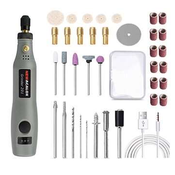 Usb Charging 10w Grinding Machine Mini Wireless Variable Speed Rotary T... (color: Gray-deluxemodel)