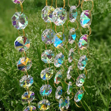 100Pcs 14mm Crystal Glass Octagon Loose Beads Multicolour Chandelier Home DIY Decor Handmade Craft