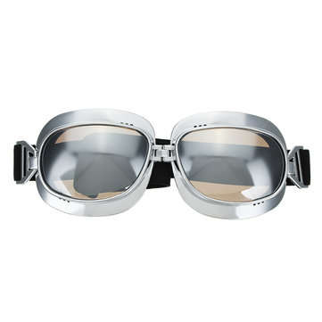 Retro Motorcycle Goggles Vintage Windproof Riding Glasses Silver/Bronze Frame (TYPE: 8)