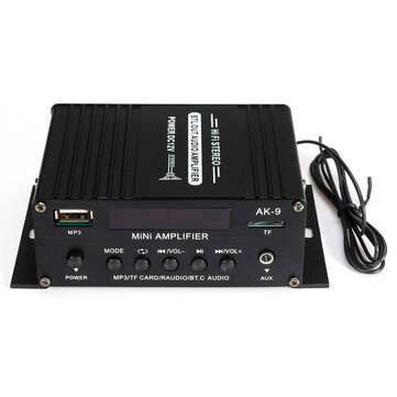 AK9 40W Mini bluetooth Car Audio Power Amplifier HIFI Digital AMP FM Radio SD Card U Disk AUX Input