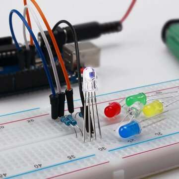 AOQDQDQD DIY Electronics Basic Starter Kit with Breadboard Jumper Wires Resistors Buzzer for Arduino
