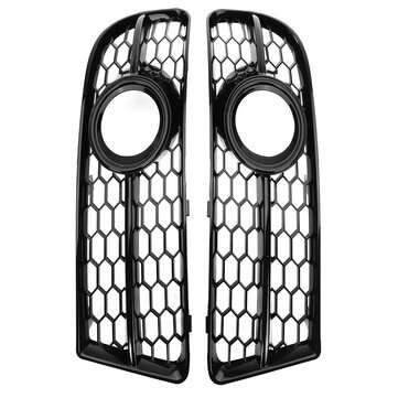 Glossy Black Honeycomb Fog Light Grille Cover For Audi A4 B7 S-Line S4 2005-2008