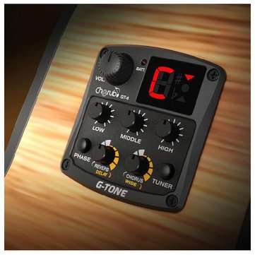 Cherub GT-6 Acoustic Guitar Preamp Piezo Pickup Reverb Delay Chorus 3 Band EQ Equalizer LCD Tuner Ef