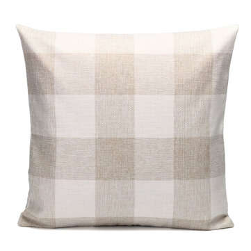 45x45cm Grid Square Pillow Case Cushion Cover Sofa Throw Home Bedroom Decor (COLOR1: BEIGE)