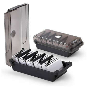JIELISI 867 4 Divider Board Business Card Box Large Capacity File Index Card Storage Box Office Stor
