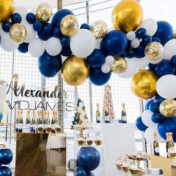 61Pcs Navy Theme Party Balloon Set Arch Latex Balloon with Gold Confetti Set for Kids Baby Shower Bi