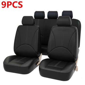 Bucket Seat Cover Set Front Rear Universal for Car Sedan Truck SUV PU Leather (COLOR: BLACK)