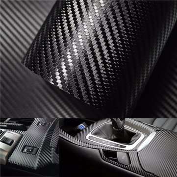 3D Carbon Fiber Vinyl Car Wrap Sheet Roll Film Sticker Decal DIY 100"x12" Black