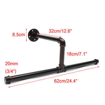 Industrial Iron Pipe Clothes Coat Hanger Rack Steampunk Antique Wall Shelf Bracket