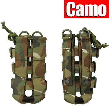 Outdoor Tactical Molle Water Bottle Bag Military Hiking Belt Holder Kettle Pouch Bag (COLOR.: CAMO)