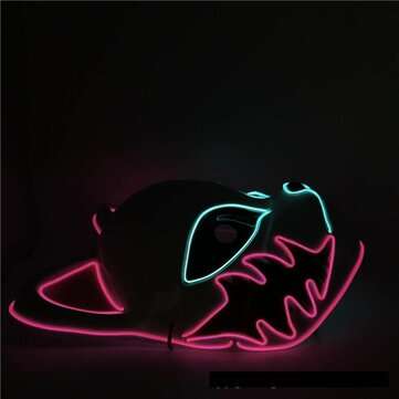 LED Luminous Mask Halloween Flash Mask Japanese Animation Dance Props EL Luminous Cat Face Mask