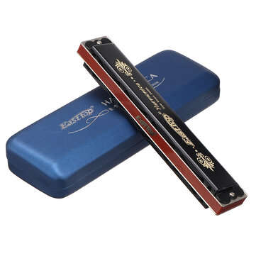 EASTTOP Tremolo T2406K 24 Holes Harmonica Tremolo Harmonica, Mouth Organ Black Paint (TONE: G#KEY)