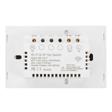 MoesHouse Black WiFi+RF433 Smart US Ceiling Fan Switch Smart Life/Tuya App 2/3 Way Control Wireless