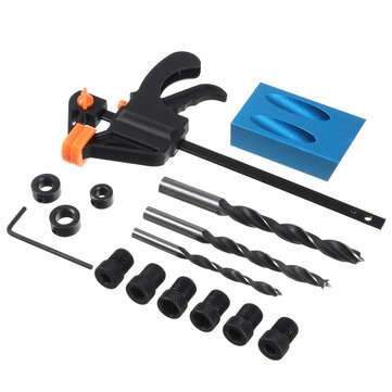 15pcs Woodworking Pocket Hole Jig with Drill Bits and Clamp Drill Angle Hole Locator Woodworking Car