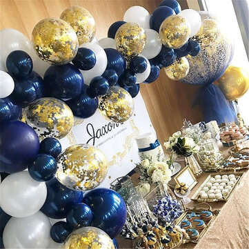 61Pcs Navy Theme Party Balloon Set Arch Latex Balloon with Gold Confetti Set for Kids Baby Shower Bi