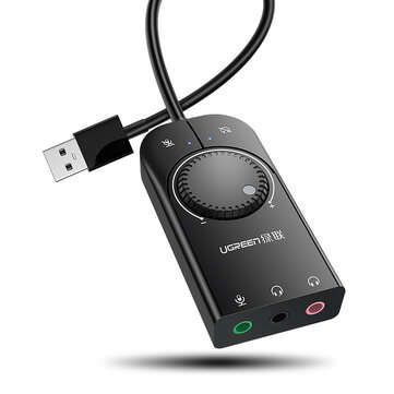 Ugreen USB Audio Interface 3.5mm Microphone Audio Adapter Soundcard External S... (CABLE LENGTH: 1M)
