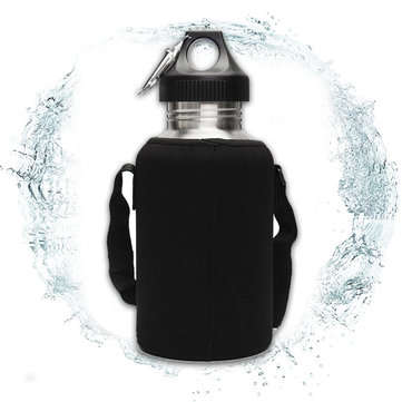 2L Large Stainless Steel Water Bottle Sports Exercise Drinking Kettle With Carrier Bag Holder
