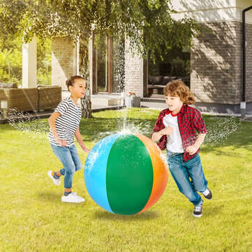 Rainbow Beach Balls Inflatable Water Spray Beach Ball Summer Outdoor Sport Game Kids Sprinkler Toy b