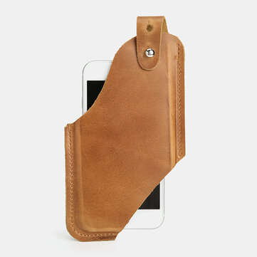 Men Genuine Leather Ultra-thin Horizontal Tactical 6.5 Inch Phone Bag B... (SIZE: S | COLOR.: BROWN)