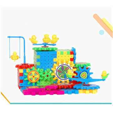 82pcs Children`s Electric Variety Building Blocks Assemble Electronic Gear Splicing Assembling Jigsa