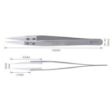 BEST BST-72-MZ Anti-acid Ceramic Tipped Stainless Steel Tweezer Fine Pointed Tips With Heat Resistan