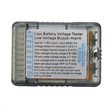 G.T.Power 1~8S Battery Voltage Meter Tester Low Voltage Alarm Buzzer