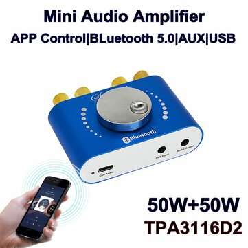 XY-KA50H HIFI TPA3116D2 50W+50W Stereo bluetooth 5.0 +AUX+ U Disk+ USB Power Amplifier Board  Speake