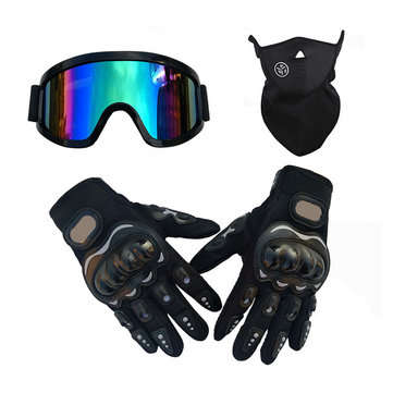 Motorcycle 3/4 Helmet Glasses Gloves Mask Safety Vintage For Harley (QUANTITY: 3PCS)