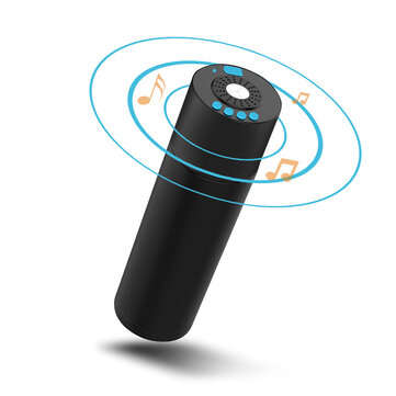 Smart Music Bluetooth Thermos Bottle Mug LED Light Speaker FM Radio Drinking Remi... (COLOR.: BLACK)