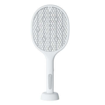 2-In-1 3000V Electric Mosquito Swatter Dual Mode Built-in Battery USB Rechargeable... (COLOR: WHITE)