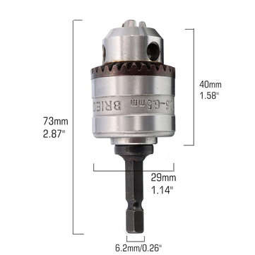 Electric Drill Chuck Capacity 0.6-6mm Thread 3/8-24UNF 1/4"Hex Shank Power Tools