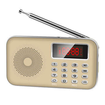 Mini Portable LCD Digital FM Radio Speaker USB SD TF Card MP3 Music Player Elderly (COLOR: GOLD)