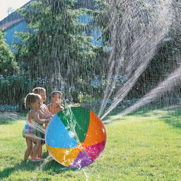 Rainbow Beach Balls Inflatable Water Spray Beach Ball Summer Outdoor Sport Game Kids Sprinkler Toy b