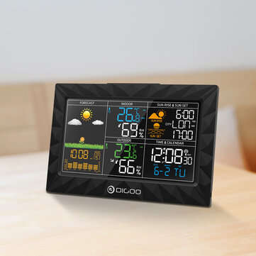 DIGOO DG-TH8988 3CH LCD Color Weather Station + Outdoor Remote Sensor Thermometer Humidity Snooze Cl