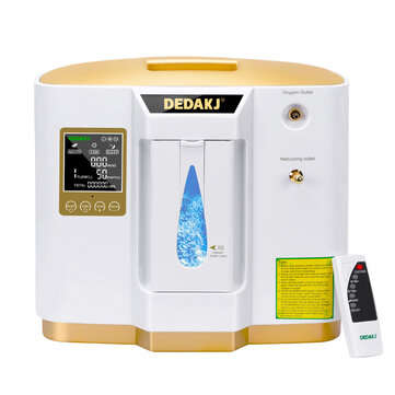 DEDAKJ 1-6L/Min Dual Oxygen Generator Machine Oxygen Concentrator Air PurifIer wit... (PLUG: UKPLUG)