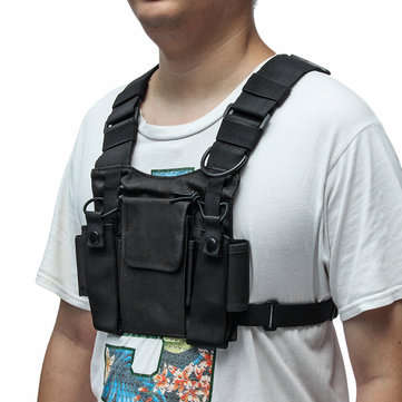 Chest 3 Pocket Harness Nylon Bag Pack Backpack Holster for Radio Walkie Talkie Two Way Radio