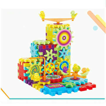82pcs Children`s Electric Variety Building Blocks Assemble Electronic Gear Splicing Assembling Jigsa