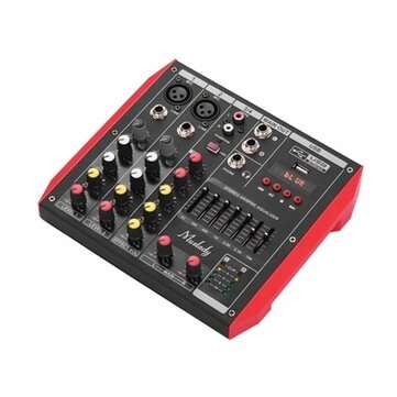 ELM D4 4 Channel Audio Bluetooth Mixer Mixing Console with 7-Band EQualizer USB Phantom Power 48V