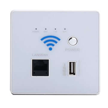 300M Wireless WIFI Wall Embedded Router USB Charging Socket Home Samrt WiFi Router... (COLOR: WHITE)