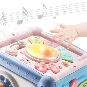 Baby Multifunctional Hexahedron Toys Piano Drum Puzzle Early Educational Music Toys