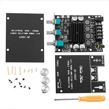 ZK-1002T 100W*2 High and Bass Adjustment bluetooth 5.0 Audio Power Amplifier Board Module Subwoofer