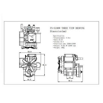 Toyan FS-S100WA 4 Stroke RC Engine Water Cooled Four Stroke Methanol Engine Kit for RC Car Boat Plan