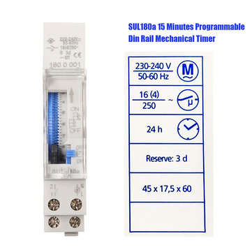 SUL180a 15 Minutes Programmable Din Rail Mechanical Timer Switch